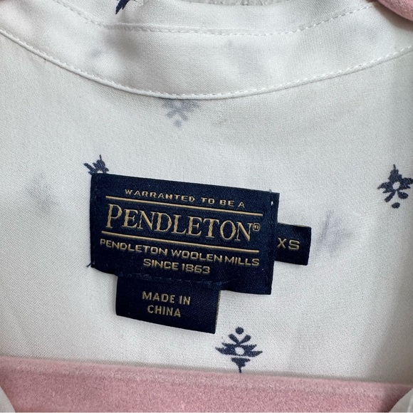 Pendleton White/Navy Sleeveless Oversized Blouse - Size XS - Picture 6 of 6